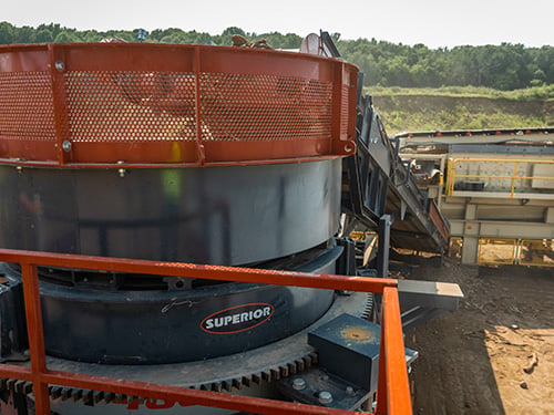 Patriot P300 Cone on portable plant, closeup view from railing.