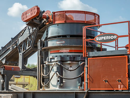 Superior Patriot® Cone Crusher installed in a portable crushing plant
