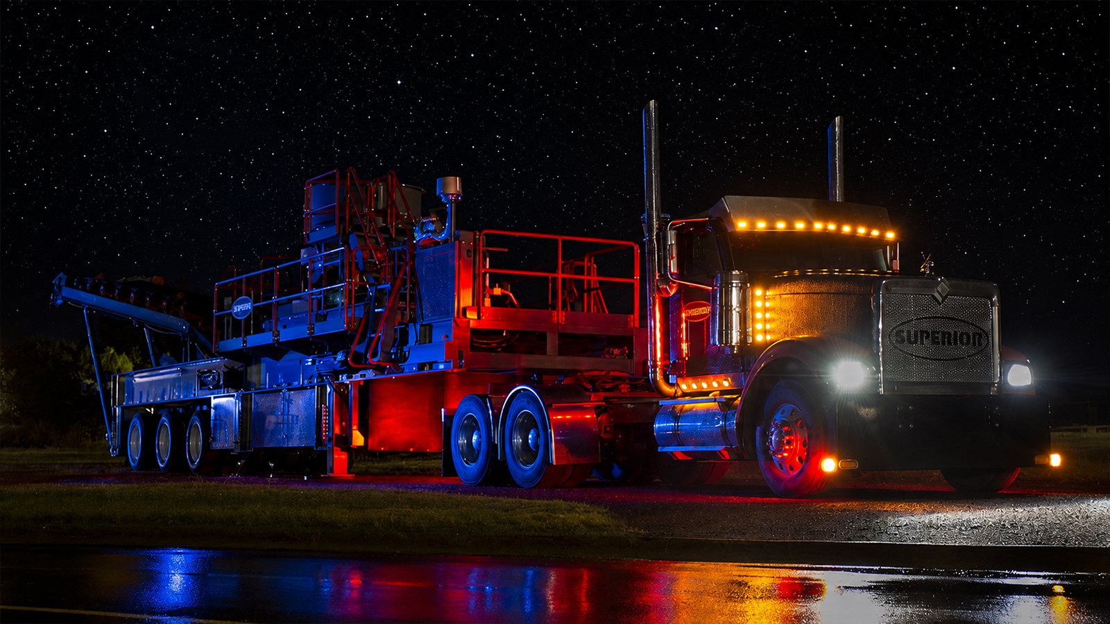 Cone Crusher Plant with Truck in Miramichi-Night