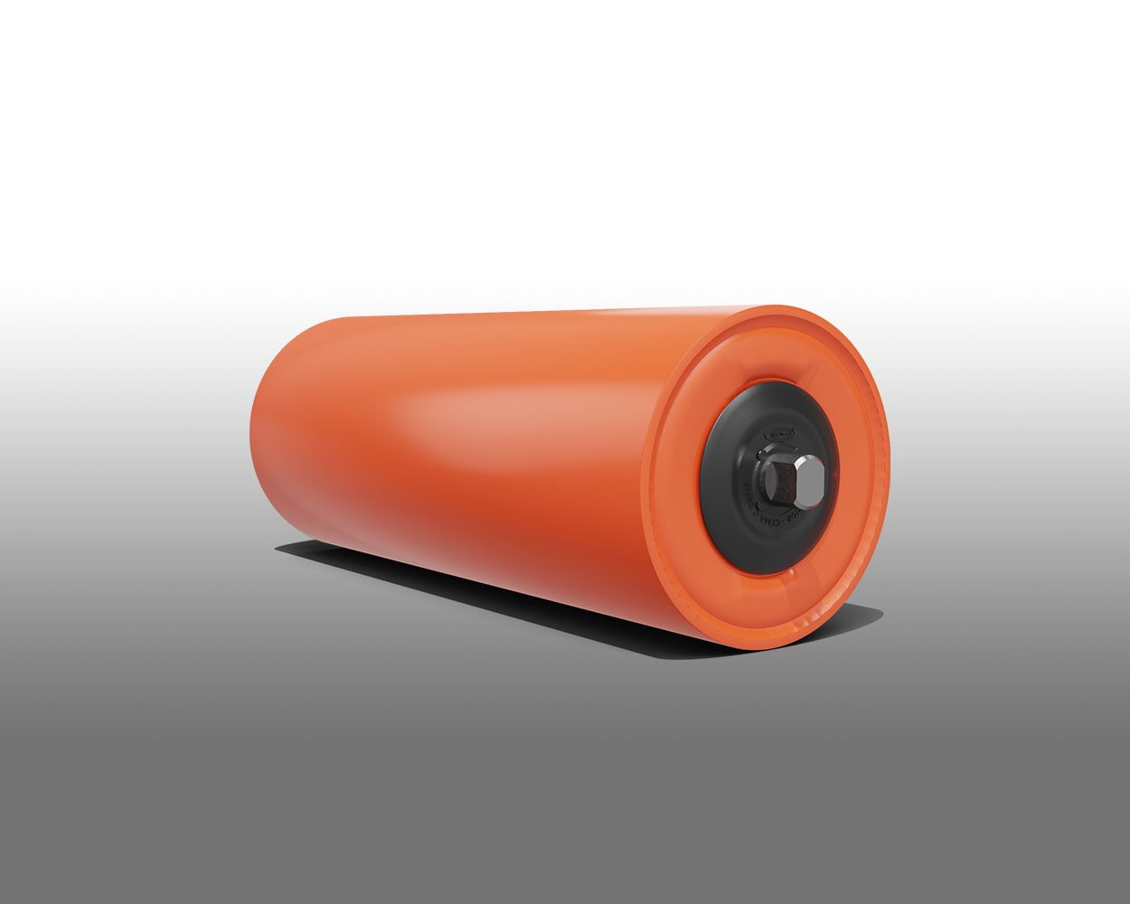 3D render of Superior® Replacement Idler Roll in orange steel construction
