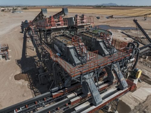 Aggregate sand washing plant with water recycling system and compact design