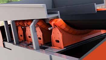 impact cradle installed onto conveyor