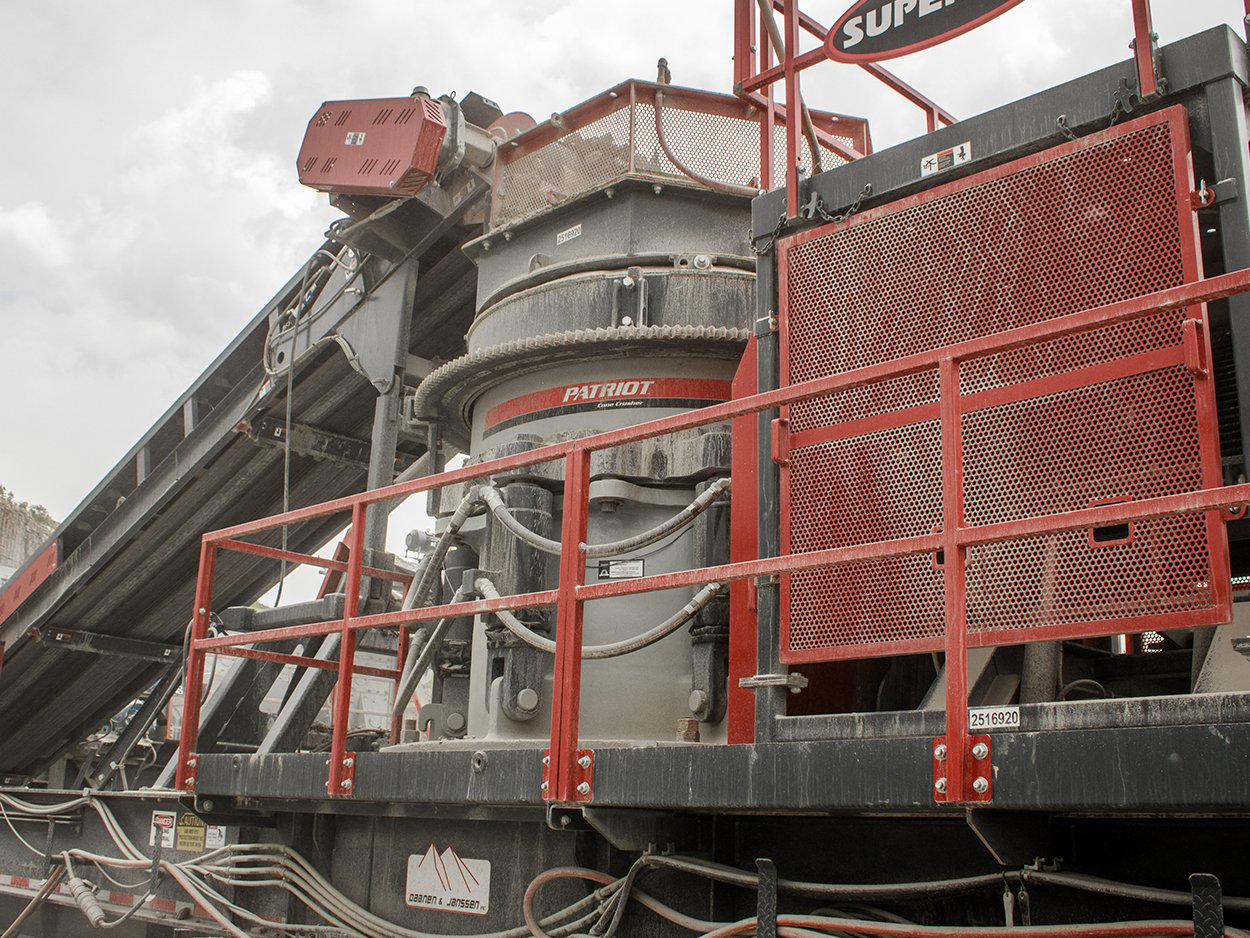 Patriot® Cone Crusher installed on a portable crushing plant