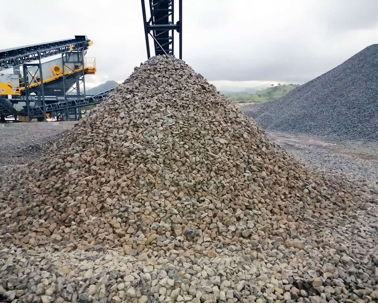 stockpile of crushed rock at Setramex crushing plant