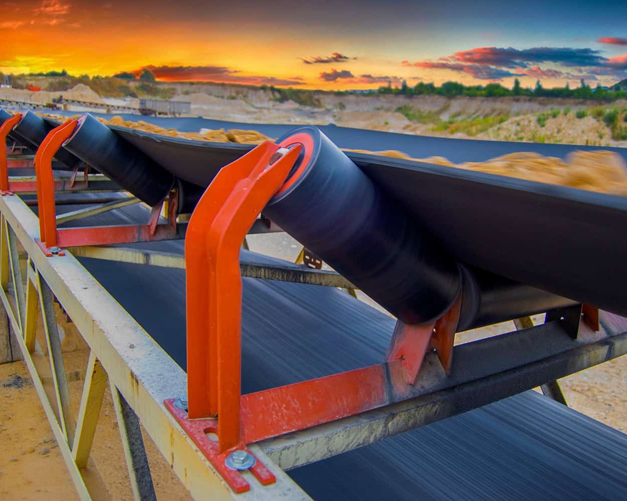 Moxiie Iderl Rolls in application on conveyor at sunset