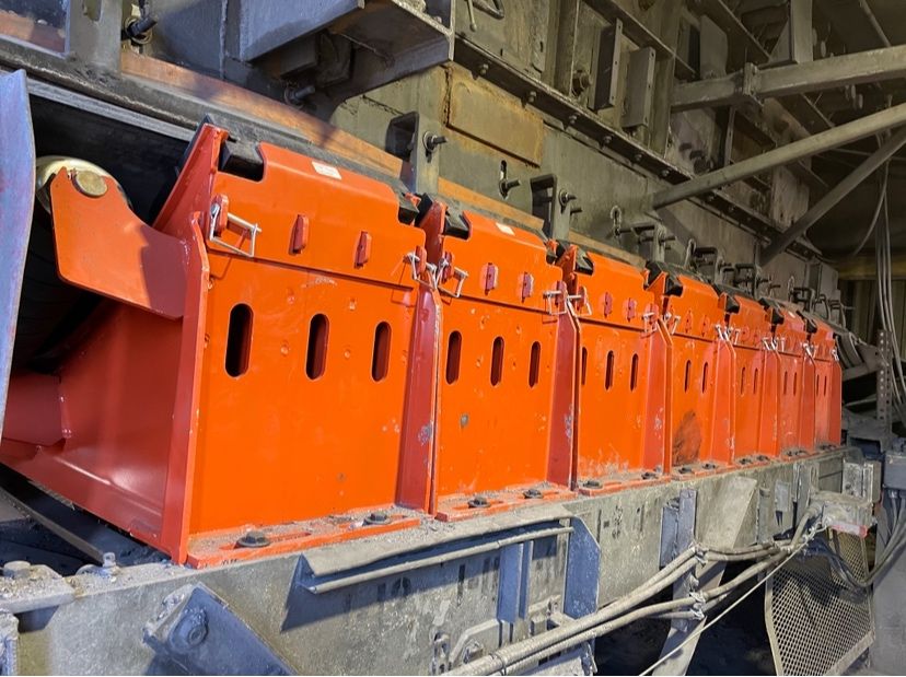 impact cradles lined up in a row in application