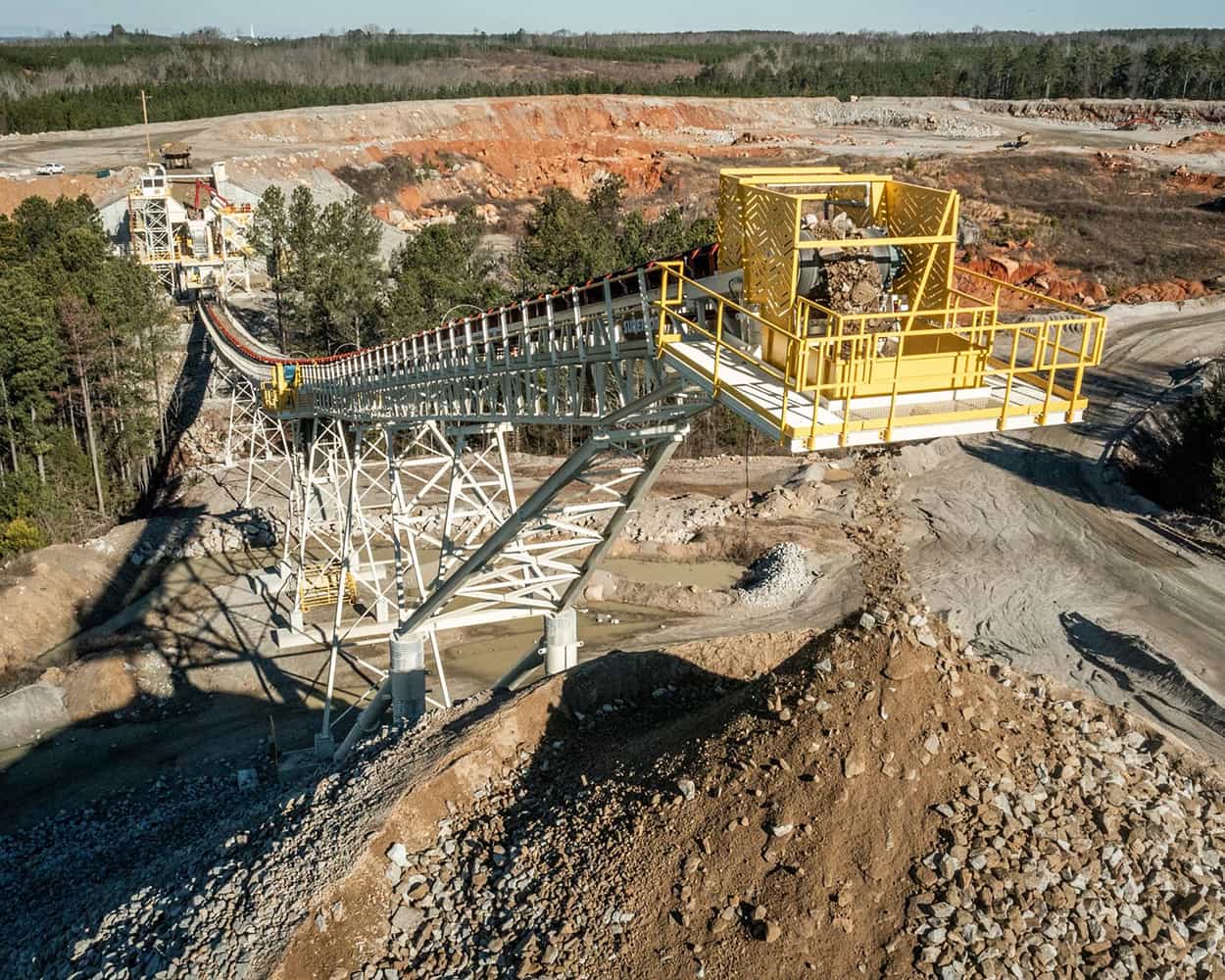 Stationary Stacker operating at quarry site in South Carolina