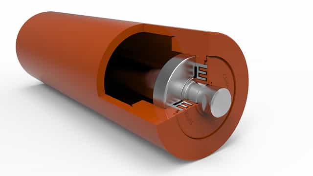 Cutaway view of a Superior® Mining Idler showing internal roller components designed for heavy-duty conveyor performance and durability.