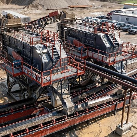 A Fusion Wash Plant featuring twin wet screening platforms and integrated conveyors