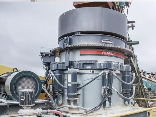 Patriot Cone Crusher site atop a modular platform