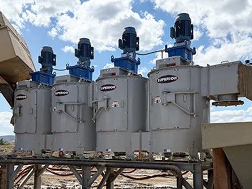 Attrition mills or cells in an aggregates application.
