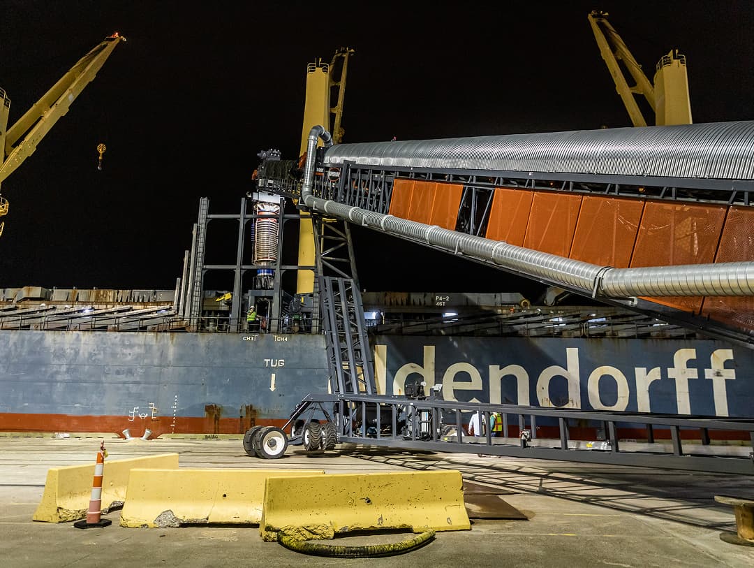 Shiploading at Woodville Pellets marine terminal in Port Arthur TX