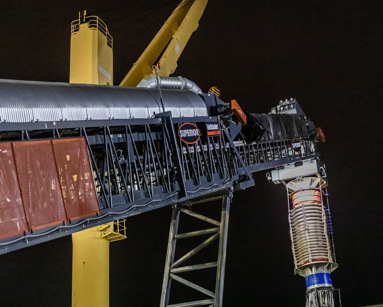 TeleStacker Conveyor shiploading at Woodville Pellets