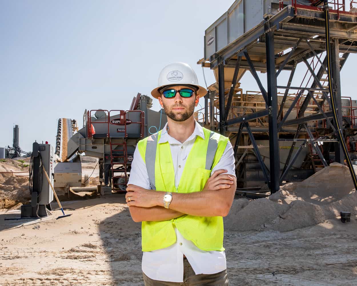 Standing in front of the Fusion Platform system on site with Central Texas Stone