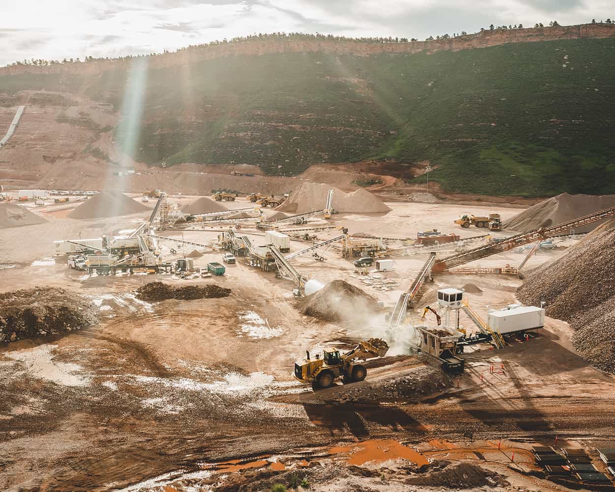 Aerial drone view of crushing plant