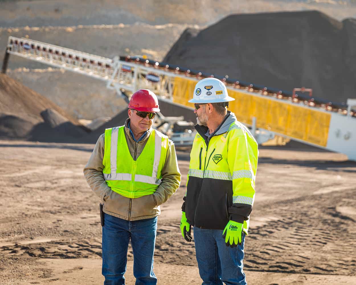 Geneva Rock in Salt Lake City UT two guys near TeleStacker Conveyor