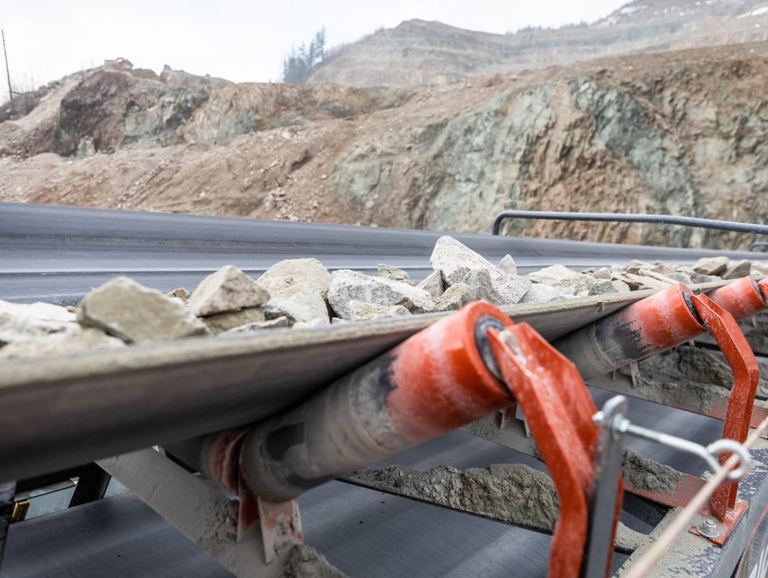 Barrick Gold mining setup idlers up close