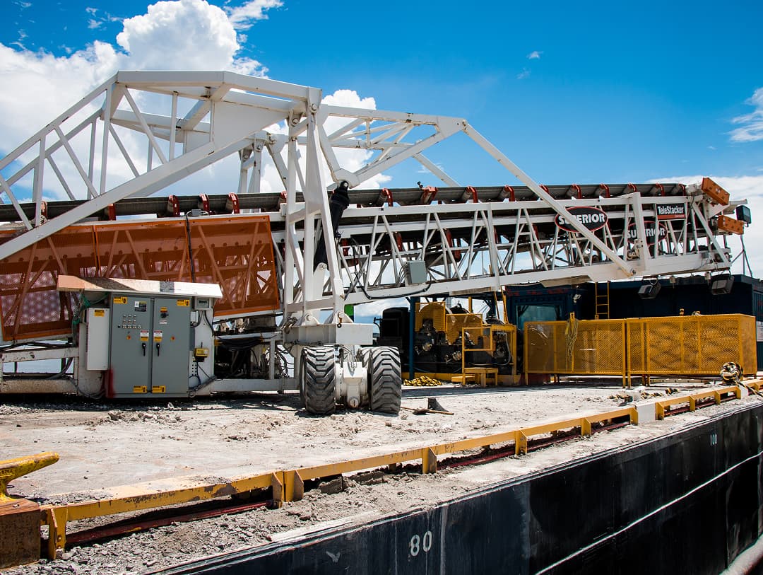 Pontchartrain Materials barge loading with a TeleStacker Conveyor