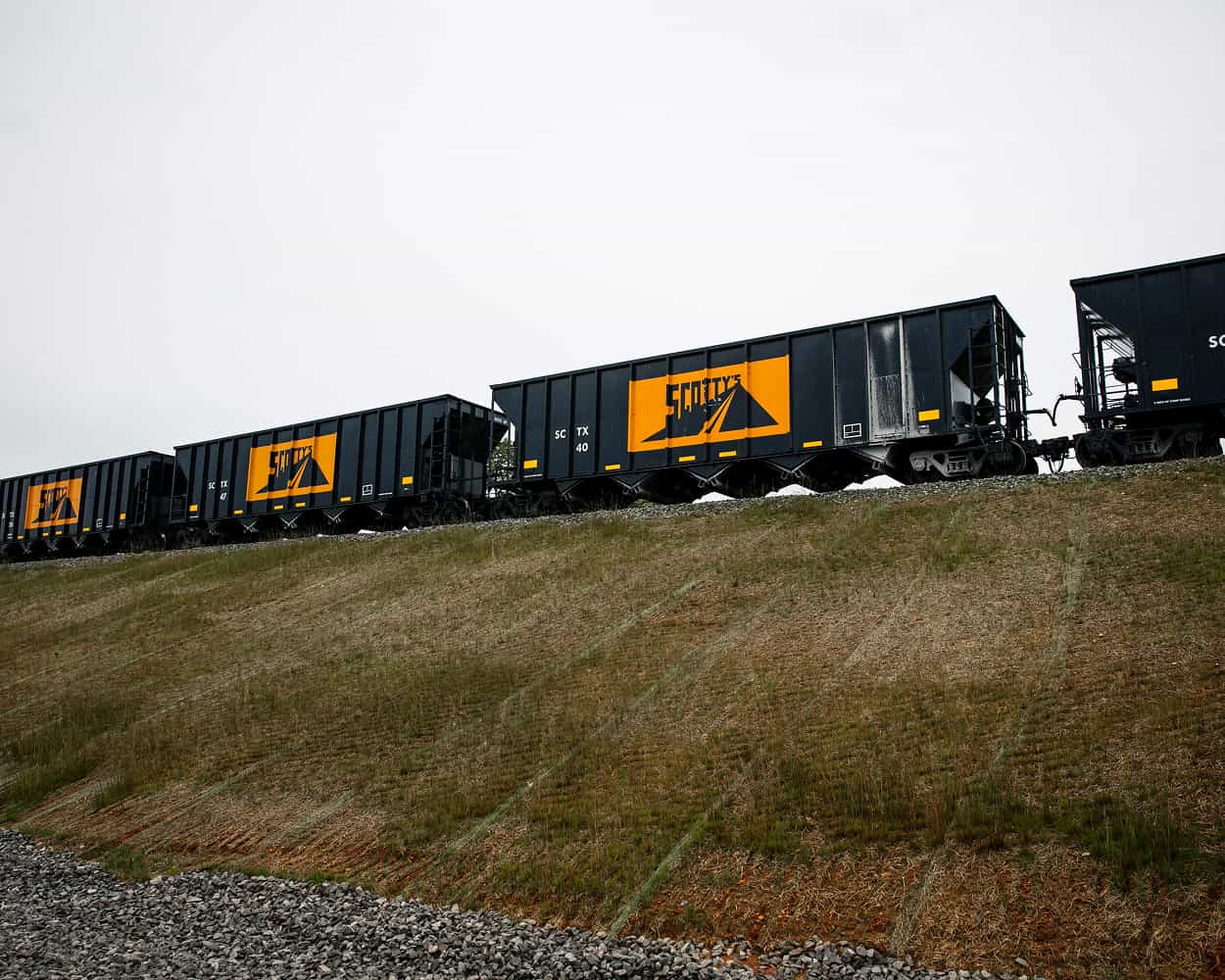 Scotty's rail cars ready to unload