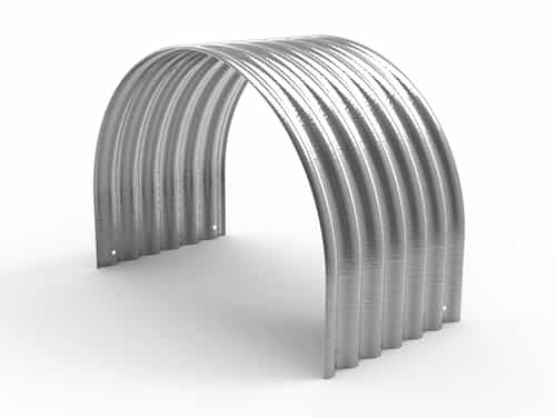 Galvanized Belt Cover render showing single curved protective section