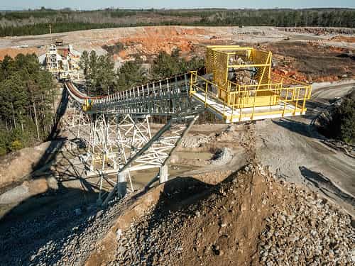 Stationary Stacker operating at quarry site in South Carolina