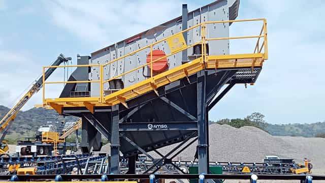 Anthem Inclined Screen on elevated structure at a plant site, featuring three decks and walkway access